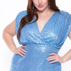 SYMPHONY Plus Size Aleesha Sequins Dress - Blue
