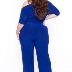 SOLID Plus Size Adina Off Shoulder Jumpsuit - Royal Blue Party Jumpsuilts