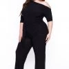 SOLID Plus Size Adina Off Shoulder Jumpsuit - Black