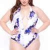 Cacelin Plus Size Soleli Plunging Swimsuit- Purple