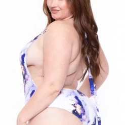 Cacelin Plus Size Soleli Plunging Swimsuit- Purple