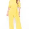 SOLID Party Jumpsuilts Plus Size Adina Off Shoulder Jumpsuit - Yellow