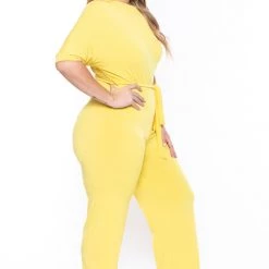 SOLID Party Jumpsuilts Plus Size Adina Off Shoulder Jumpsuit - Yellow 10 SOLID Party Jumpsuilts Plus Size Adina Off Shoulder Jumpsuit - Yellow