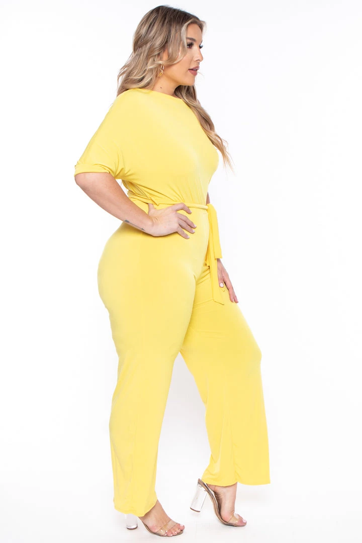 SOLID Party Jumpsuilts Plus Size Adina Off Shoulder Jumpsuit - Yellow 6 SOLID Party Jumpsuilts Plus Size Adina Off Shoulder Jumpsuit - Yellow