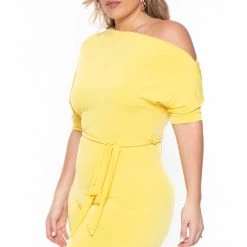 SOLID Party Jumpsuilts Plus Size Adina Off Shoulder Jumpsuit - Yellow 9 SOLID Party Jumpsuilts Plus Size Adina Off Shoulder Jumpsuit - Yellow