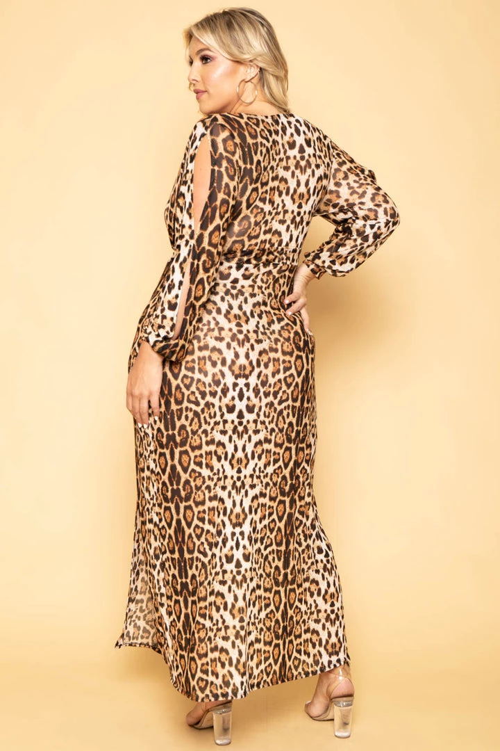 Curvy Sense New Arrivals Plus Size Leopard Mesh Maxi Dress - Brown 6 Curvy Sense New Arrivals Plus Size Leopard Mesh Maxi Dress - Brown