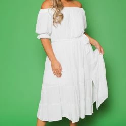BY DESIGN New Arrivals Plus Size Daniela Off Shoulder Dress - White