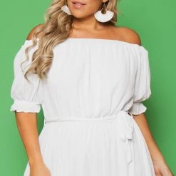 BY DESIGN New Arrivals Plus Size Daniela Off Shoulder Dress - White