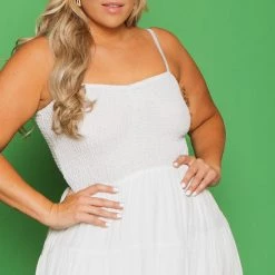 Talent New Arrivals Plus Size Sahara Smocked Top Dress - White