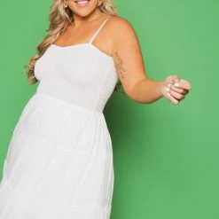 Talent New Arrivals Plus Size Sahara Smocked Top Dress - White