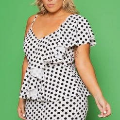 Curvy Sense New Arrivals Plus Size Norah Peplum Dress - White