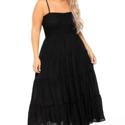Talent Plus Size Sahara Smocked Top Dress - Black New Arrivals