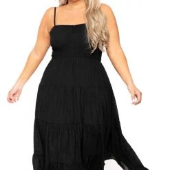 Talent Plus Size Sahara Smocked Top Dress - Black New Arrivals
