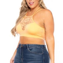 Zenana Plus Size Lace Trim Bralette - Peach New Arrivals