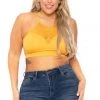 Zenana New Arrivals Plus Size Lace Trim Bralette - Mustard