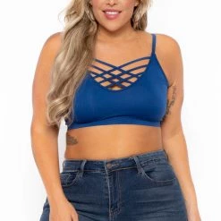 Zenana New Arrivals Plus Size Caged Bralette - Royal Blue