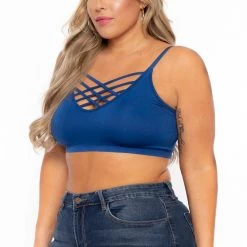 Zenana New Arrivals Plus Size Caged Bralette - Royal Blue
