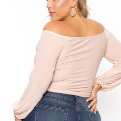 Bluebell Plus Size Aryana Cross Over Top - Taupe New Arrivals