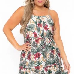 Talent Plus Size Leila Tropical Dress -White New Arrivals