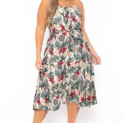 Talent Plus Size Leila Tropical Dress -White New Arrivals