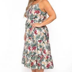 Talent Plus Size Leila Tropical Dress -White New Arrivals