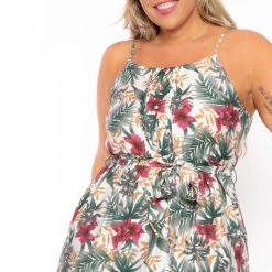 Talent Plus Size Leila Tropical Dress -White New Arrivals