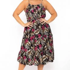 Talent Plus Size Leila Tropical Dress - Black New Arrivals