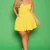 Curvy Sense Plus Size Blossom Flare Dress - Yellow