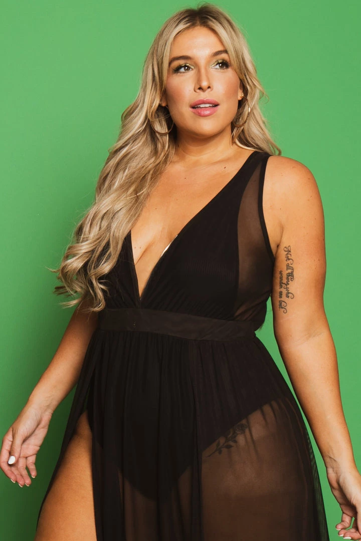 Curvy Sense New Arrivals Plus Size Mesh Maxi Cover-up Dress - Black 4 Curvy Sense New Arrivals Plus Size Mesh Maxi Cover-up Dress - Black