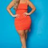 Curvy Sense Dresses Plus Size Geometric Bodycon Dress - Orange/Red