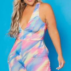 Libian Plus Size Shanice Abstract Halter Jumpsuit - Multi Party Jumpsuilts