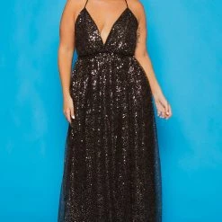 SYMPHONY New Arrivals Plus Size Anaira Maxi Glitter Dress - Black