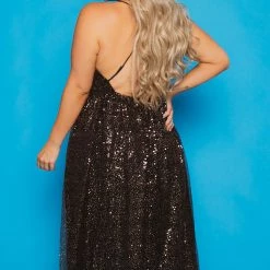 SYMPHONY New Arrivals Plus Size Anaira Maxi Glitter Dress - Black 13 SYMPHONY New Arrivals Plus Size Anaira Maxi Glitter Dress - Black