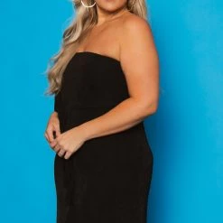 Curvy Sense New Arrivals Plus Size Anastasia Cascading Ruffle Dress - Black