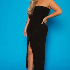 Curvy Sense New Arrivals Plus Size Anastasia Cascading Ruffle Dress - Black