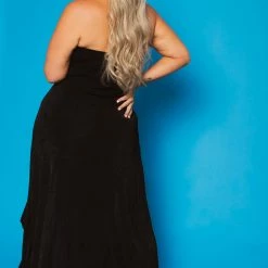 Curvy Sense New Arrivals Plus Size Anastasia Cascading Ruffle Dress - Black