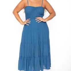 Talent New Arrivals Plus Size Sahara Smocked Top Dress - Blue