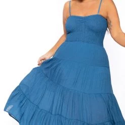 Talent New Arrivals Plus Size Sahara Smocked Top Dress - Blue