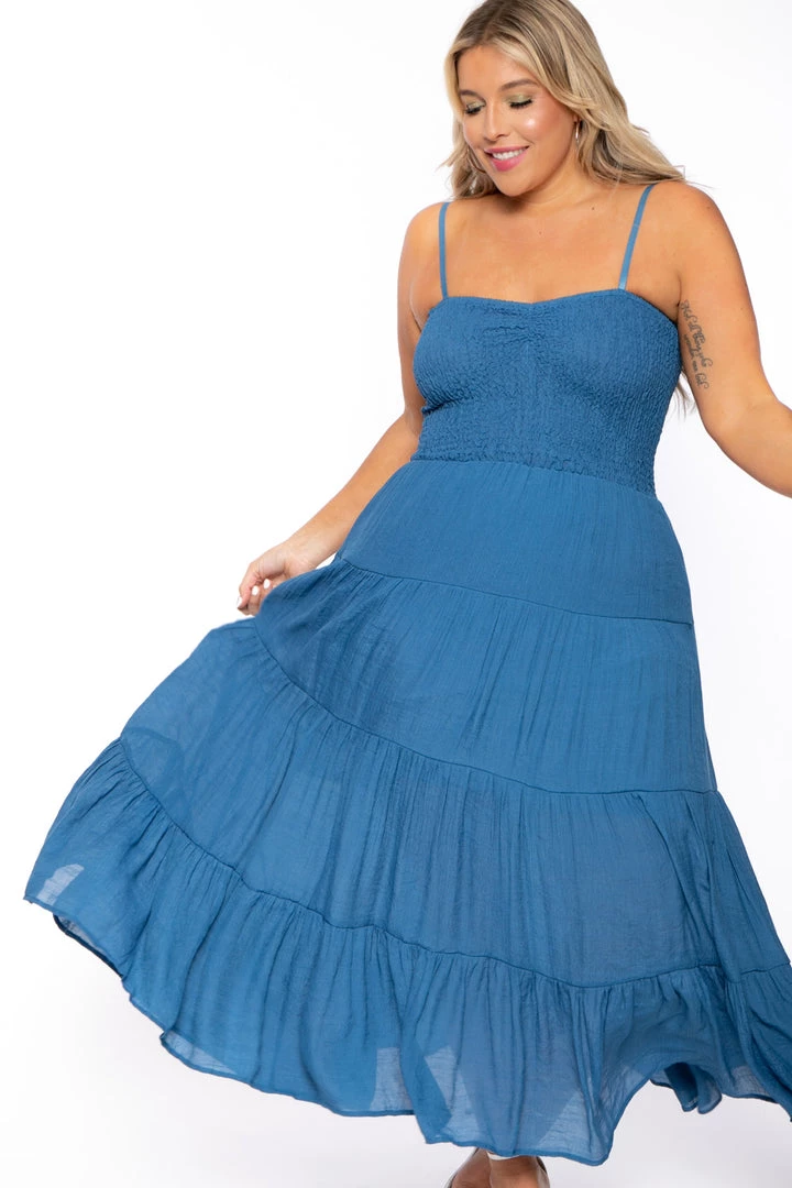 Talent New Arrivals Plus Size Sahara Smocked Top Dress - Blue 4 Talent New Arrivals Plus Size Sahara Smocked Top Dress - Blue