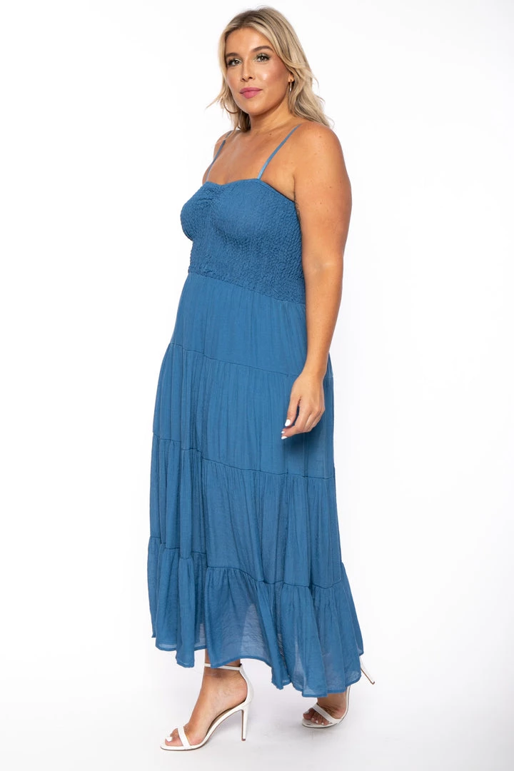 Talent New Arrivals Plus Size Sahara Smocked Top Dress - Blue 6 Talent New Arrivals Plus Size Sahara Smocked Top Dress - Blue
