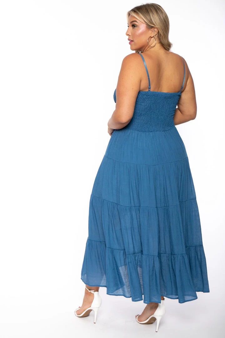 Talent New Arrivals Plus Size Sahara Smocked Top Dress - Blue 5 Talent New Arrivals Plus Size Sahara Smocked Top Dress - Blue