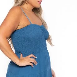Talent New Arrivals Plus Size Sahara Smocked Top Dress - Blue 11 Talent New Arrivals Plus Size Sahara Smocked Top Dress - Blue