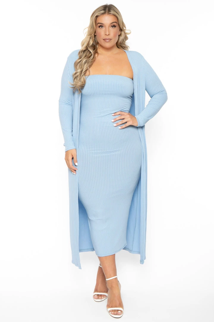 Gibiu Plus Size Lizah Tube Dress And Cardigan Set - Baby Blue New Arrivals 3 Gibiu Plus Size Lizah Tube Dress And Cardigan Set - Baby Blue New Arrivals