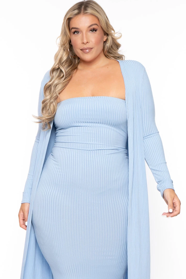 Gibiu Plus Size Lizah Tube Dress And Cardigan Set - Baby Blue New Arrivals 4 Gibiu Plus Size Lizah Tube Dress And Cardigan Set - Baby Blue New Arrivals