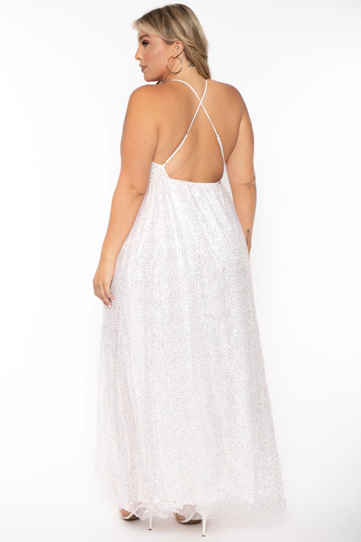 SYMPHONY Plus Size Anaira Maxi Glitter Dress - White 6 SYMPHONY Plus Size Anaira Maxi Glitter Dress - White