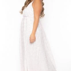 SYMPHONY Plus Size Anaira Maxi Glitter Dress - White 11 SYMPHONY Plus Size Anaira Maxi Glitter Dress - White