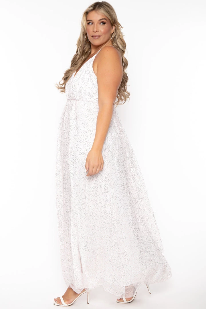 SYMPHONY Plus Size Anaira Maxi Glitter Dress - White 7 SYMPHONY Plus Size Anaira Maxi Glitter Dress - White