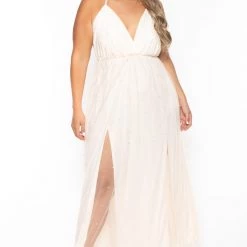 SYMPHONY New Arrivals Plus Size Ariana Maxi Pearl Dress - Ivory