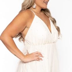 SYMPHONY New Arrivals Plus Size Ariana Maxi Pearl Dress - Ivory