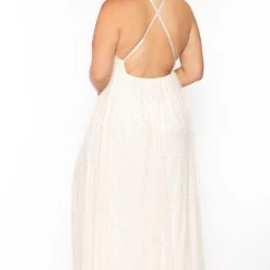 SYMPHONY New Arrivals Plus Size Ariana Maxi Pearl Dress - Ivory